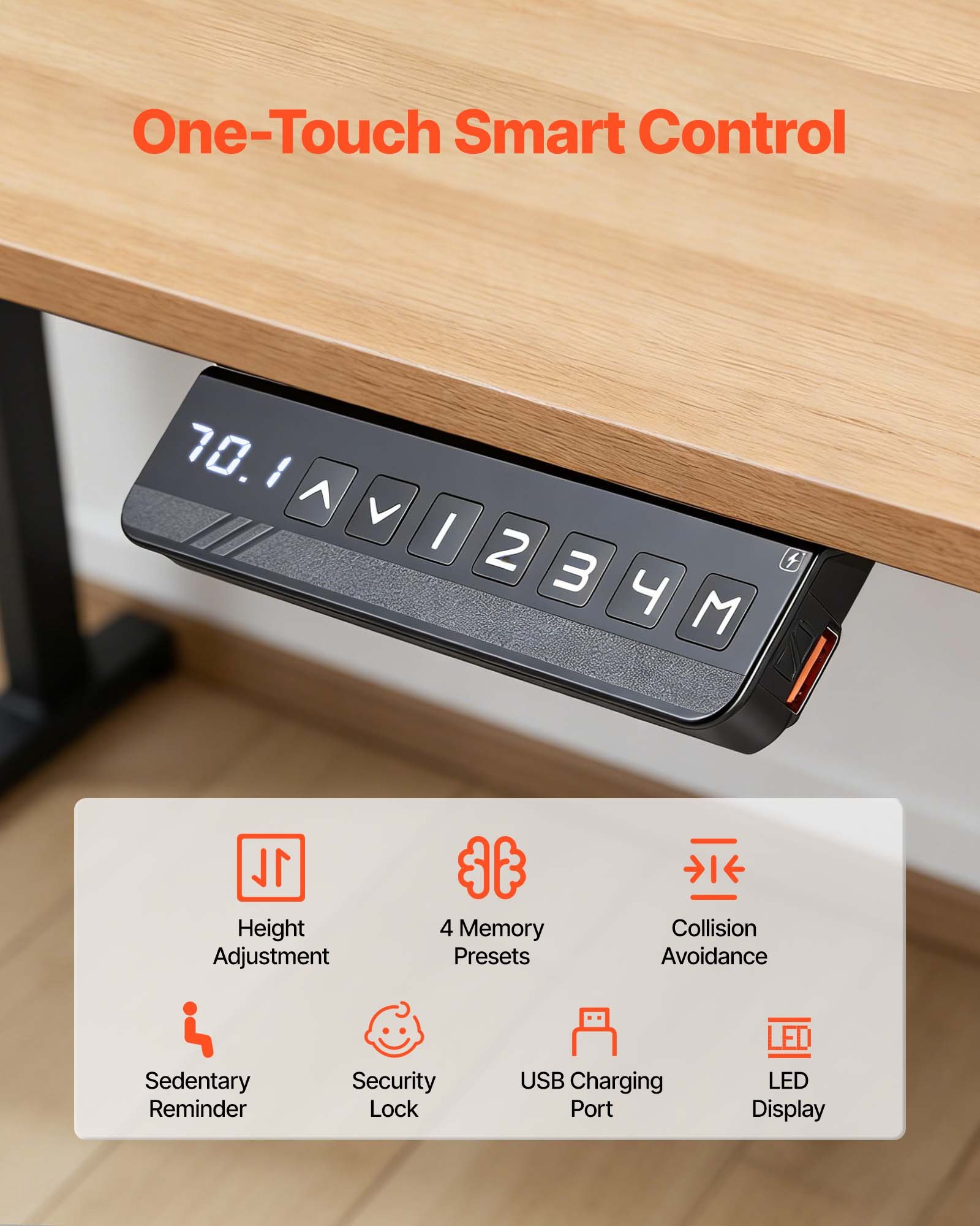 VEVOR Stelaż biurka z regulacją wysokości, kształt litery L, regulowany kąt nachylenia, do 125 kg, 3-stopniowe nogi stołu z 3 silnikami, funkcja pamięci, wyświetlacz wysokości, zabezpieczenie przed kolizją, USB do biura, kolor czarny