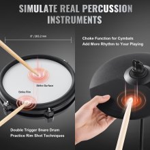 VEVOR Zestaw perkusji elektronicznych Perkusje elektroniczne 203,2 mm Perkusje E-Drums USB MIDI