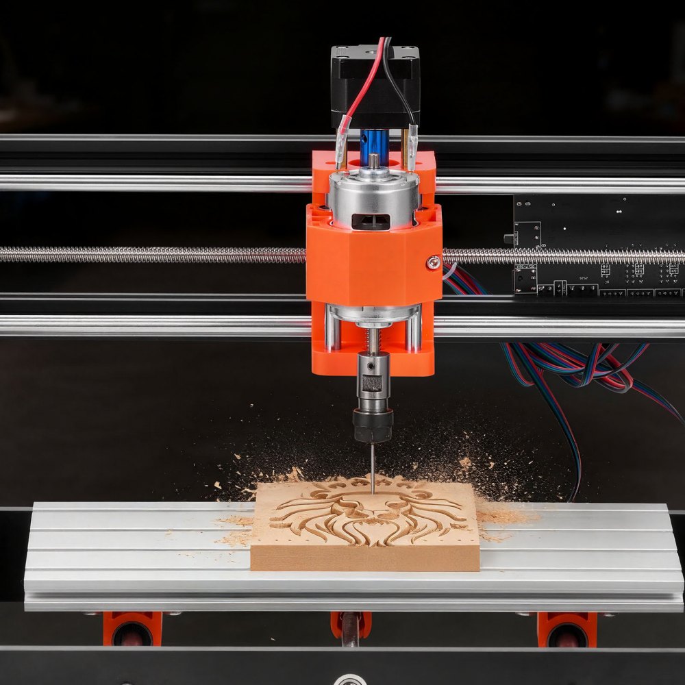 Frezarka CNC VEVOR 3018, wrzeciono 60W, grawerka 3-osiowa, obszar roboczy 300x180x40 mm, sterowanie offline, obudowa ze stopu aluminium, do rzeźbienia i cięcia drewna i akrylu