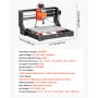 Frezarka CNC VEVOR 3018, wrzeciono 60W, grawerka 3-osiowa, obszar roboczy 300x180x40 mm, sterowanie offline, obudowa ze stopu aluminium, do rzeźbienia i cięcia drewna i akrylu