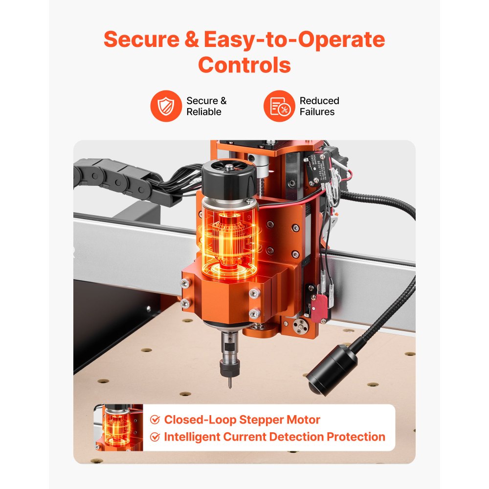 VEVOR CNC Router Machine, 500W Spindle, 3-Axis Wood Engraving Milling Machine, with Dual Linear Rails and Ball Screw, 400 x 400 x 95 mm Working Area, Trim Router, for Wood Acrylic Carving Cutting