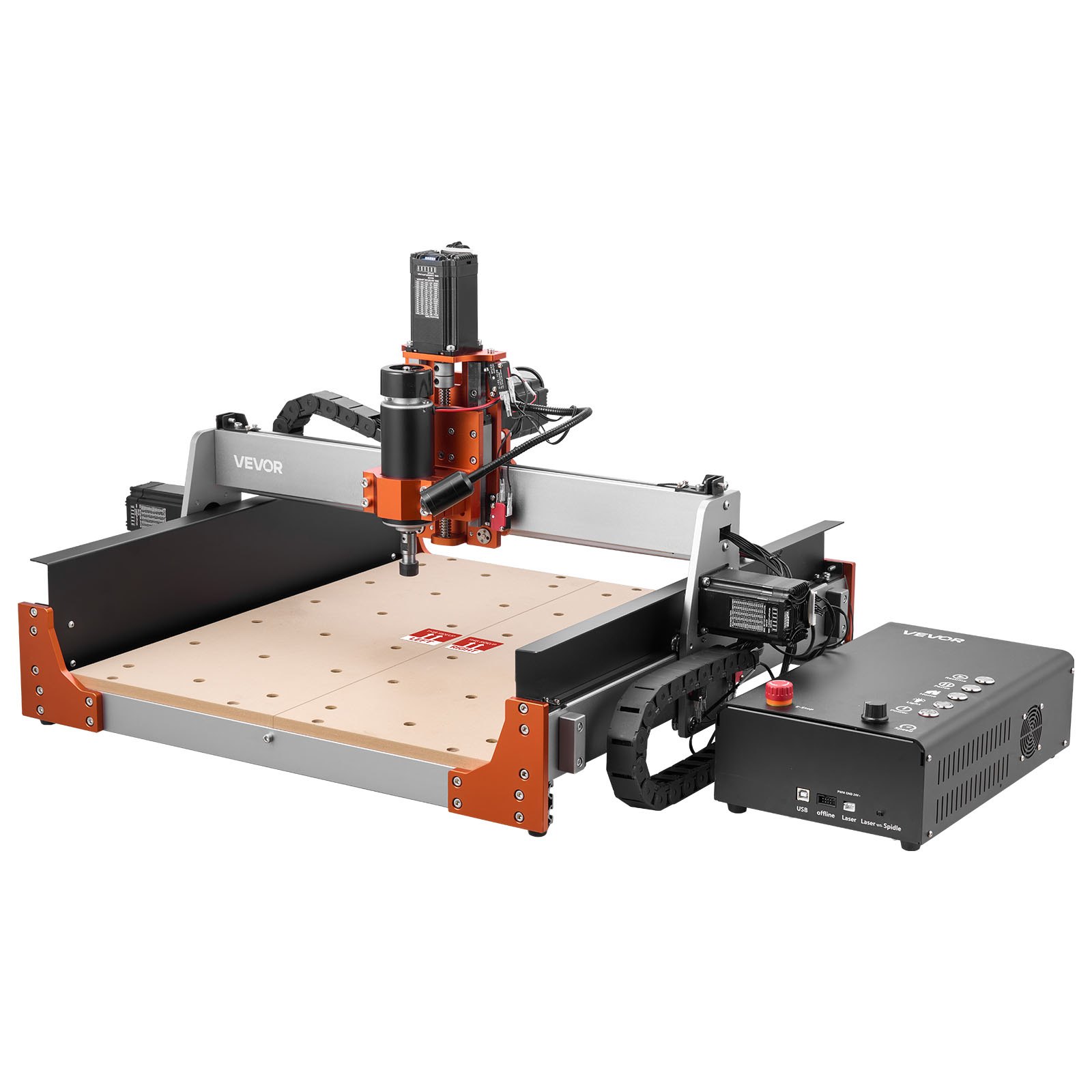 VEVOR CNC Router Machine, 500W Spindle, 3-Axis Wood Engraving Milling Machine, with Dual Linear Rails and Ball Screw, 400 x 400 x 95 mm Working Area, Trim Router, for Wood Acrylic Carving Cutting