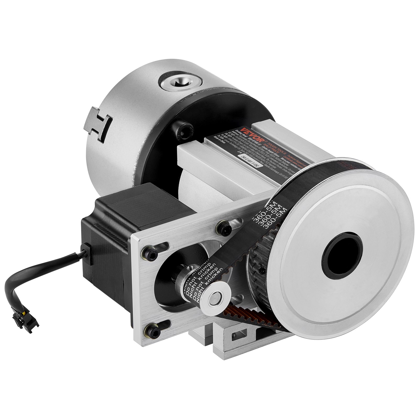 Uchwyt tokarski VEVOR K11-100 mm Uchwyt trójszczękowy 4. oś osi obrotowej CNC, przełożenie 6:1 i dwufazowy silnik krokowy Nema23 Uchwyt trójszczękowy do frezowania CNC