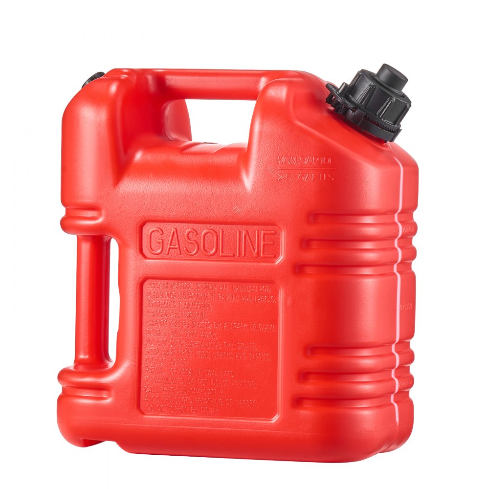 Kanister na paliwo VEVOR, 9,5 l, kanister na benzynę z dzióbkiem i przezroczystą skalą, maks. przepływ 15 l/min, pojemnik na płyn do większości samochodów, motocykli, quadów i pojazdów UTV, czerwony, 1 szt.
