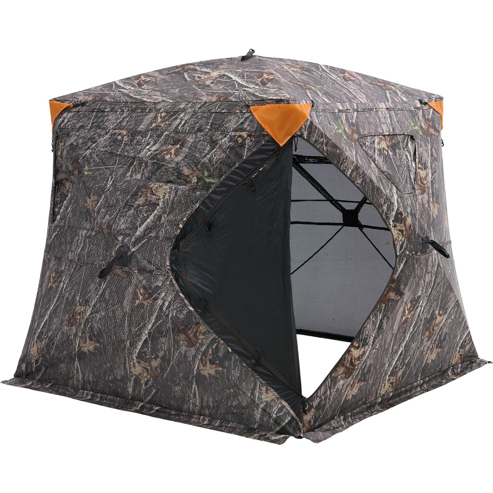 VEVOR Hunting Hide 270° Transparent Ground Hide, 4-5 Person Pop-Up Deer Hide for Hunting with Carrying Bag, Portable, Heavy-Duty Hunting Tent, Transparent Mesh for Deer, Camouflage