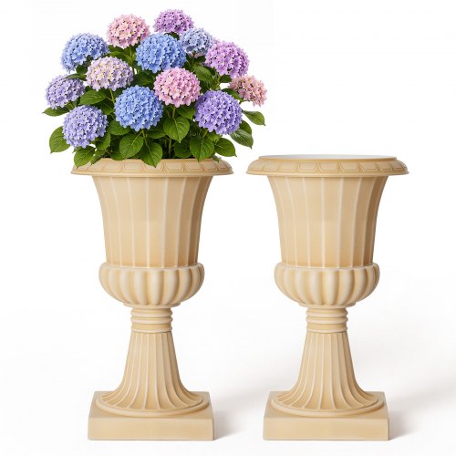 Doniczki VEVOR, urny na rośliny, doniczki, amfory Ø350x580 mm, 2 sztuki, beżowe, dekoracja na wesela, imprezy, wydarzenia, sceny, ogrody, balkony, tarasy, materiał PP, pojemnik na rośliny, miska, wazon, doniczka, wygląd antyczny