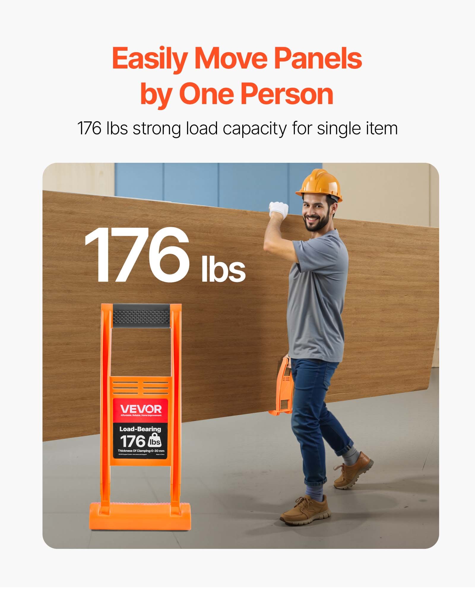 VEVOR Nośnik płyt gipsowo-kartonowych z uchwytem do przenoszenia, 2 sztuki z tworzywa ABS o udźwigu 80 kg, transporter płyt do podnoszenia i przenoszenia sklejki, płyty wiórowej i szkła hartowanego