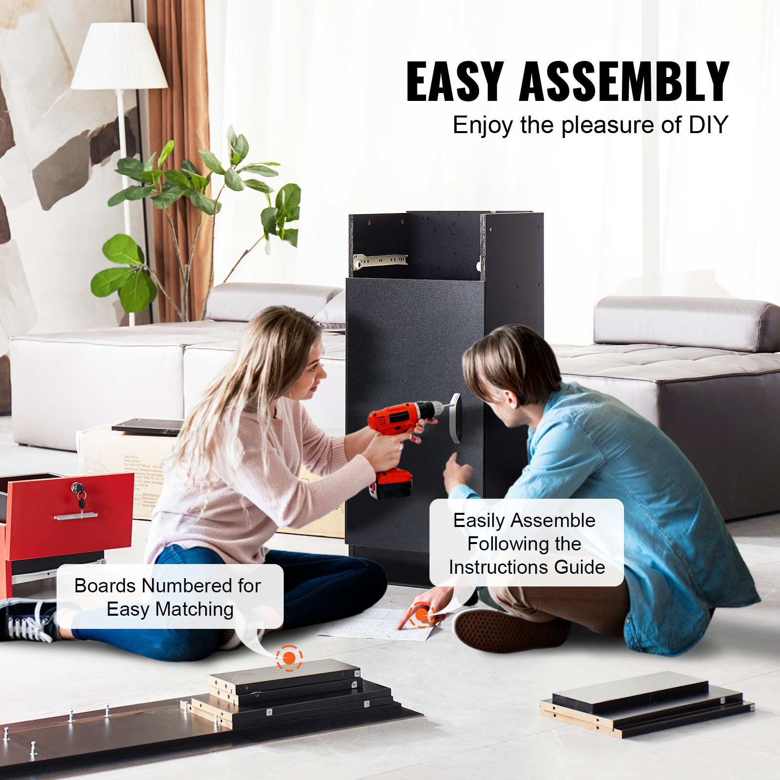 VEVOR Salon Station, montowana na ścianie stacja fryzjerska dla fryzjerów, zestaw mebli do spa, 1 szafka do przechowywania, 3 przegrody i 2 szuflady (jedna zamykana na klucz), czarno-czerwony, 102,8 x 30 x 170 cm