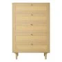 Komoda rattanowa VEVOR z 5 szufladami, metalowymi uchwytami i drewnianymi nogami, nowoczesna szafka rattanowa do sypialni, salonu, przedpokoju (70,2 x 40 x 106,5 cm)
