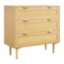 Komoda rattanowa VEVOR z 3 szufladami, metalowymi uchwytami i drewnianymi nogami, nowoczesna szafka rattanowa do sypialni, salonu, przedpokoju (80 x 35 x 77 cm) Garderoba, szafka z szufladami