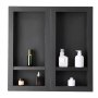 VEVOR Nisza prysznicowa, 16" x 32" + Nisza ścienna 16" x 32" z ruchomą półką, 4" grubości, nowoczesny organizer do przechowywania mydła i szamponu, czarny do łazienki z prysznicem
