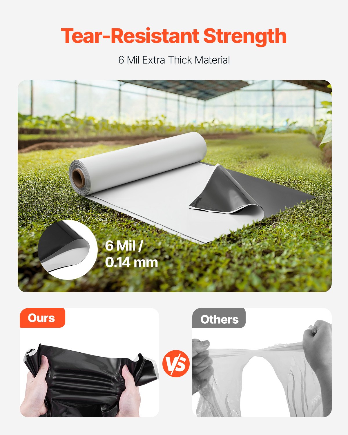 VEVOR PE construction film 3.05 x 30.48 m, plastic film, 0.15 mm thick cover film, plastic tarpaulin, screed film, cover for crawl space vapor barrier, black and white, double-sided, multi-purpose