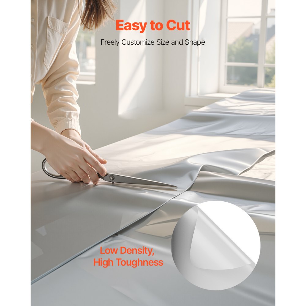 Folia budowlana VEVOR 0,2 mm 2 x 50 m, folia do przestrzeni podpodłogowych, wytrzymała folia ochronna do ogrodu, wielofunkcyjny plastik budowlany, plandeka malarska do plastiku, szara