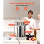 Destylator alkoholu VEVOR 50 l Destylator alkoholu wodnego ze stali nierdzewnej z miedzianą wężownicą do szybkiego chłodzenia, zestaw do destylacji z podwójnym skraplaczem i destylacją wtórną, do wina i whisky