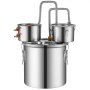 VEVOR Moonshine Still 11.4 L Water Alcohol Distillation System for Rapid Cooling, Double Condenser Distillation Set with Secondary Distillation, for Wine, Whiskey, Brandy, Silver