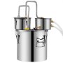 VEVOR Moonshine Still 11.4 L Water Alcohol Distillation System for Rapid Cooling, Double Condenser Distillation Set with Secondary Distillation, for Wine, Whiskey, Brandy, Silver