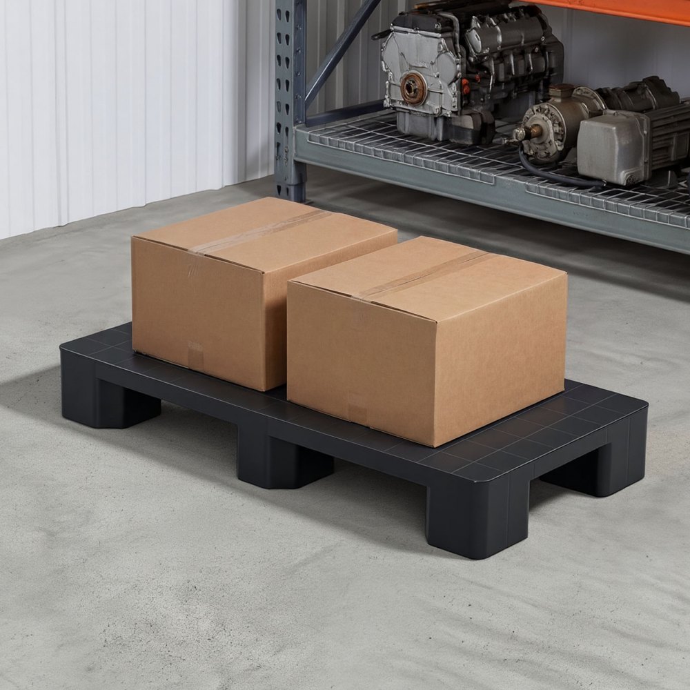 Paleta plastikowa VEVOR 1000x500x136 mm, uniwersalna, lekka paleta o nośności statycznej 1000 kg, zamknięta paleta przemysłowa z wejściem dwustronnym, składana paleta podłogowa do magazynu, garażu, supermarketu