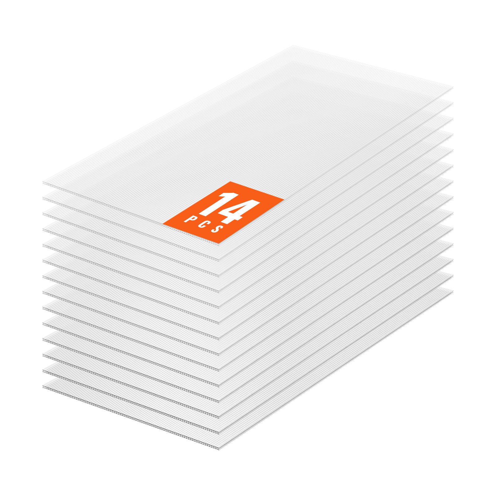 VEVOR Zestaw 14 płyt poliwęglanowych do szklarni, 1210 x 605 x 8 mm, płyty wielokomorowe, wodoodporne, faliste, dwukomorowe, odporne na promieniowanie UV, przezroczyste panele dachowe odporne na uderzenia do szklarni/ogrodów