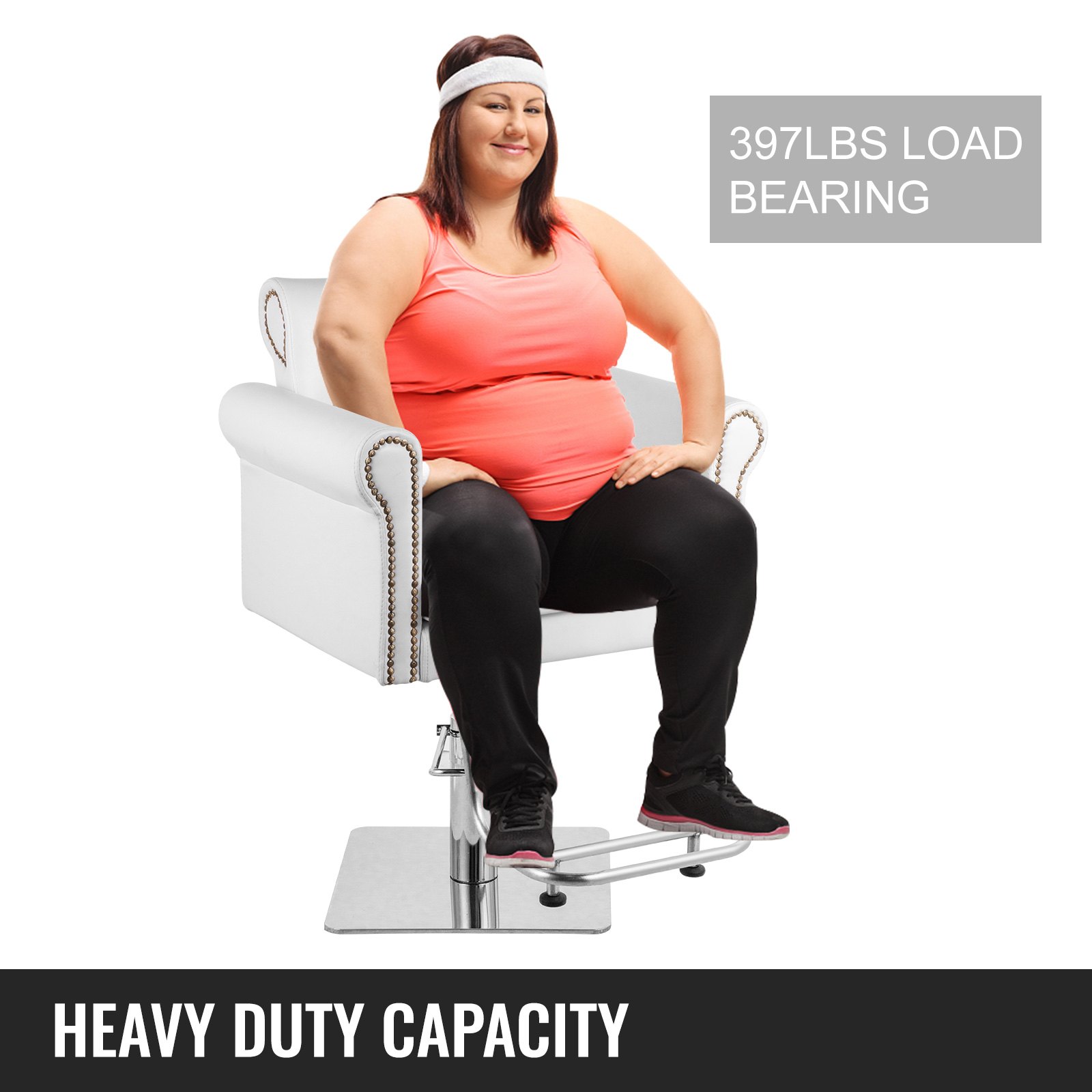 VEVOR Krzesło fryzjerskie Krzesło serwisowe Biały podnóżek z regulacją wysokości Salon fryzjerski