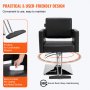 Krzesło fryzjerskie VEVOR 150 kg udźwig krzesło fryzjerskie wykonane z gąbki płyta drewniana PU żelazne krzesło serwisowe krzesło fryzjerskie z regulacją wysokości fotel fryzjerski obrotowy 360° sprzęt fryzjerski 88 x 63 x 93 cm