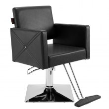 Krzesło fryzjerskie VEVOR 150 kg udźwig krzesło fryzjerskie wykonane z gąbki płyta drewniana PU żelazne krzesło serwisowe krzesło fryzjerskie z regulacją wysokości fotel fryzjerski obrotowy 360° sprzęt fryzjerski 88 x 63 x 93 cm