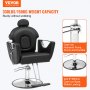 Krzesło fryzjerskie VEVOR 150 kg udźwig krzesło fryzjerskie wykonane z gąbki płyta drewniana PU żelazne krzesło serwisowe krzesło fryzjerskie z regulacją wysokości fotel fryzjerski obrotowy 360° sprzęt fryzjerski 94 x 65 x 109 cm