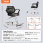 Krzesło fryzjerskie VEVOR 150 kg udźwig krzesło fryzjerskie wykonane z gąbki płyta drewniana PU żelazne krzesło serwisowe krzesło fryzjerskie z regulacją wysokości fotel fryzjerski obrotowy 360° sprzęt fryzjerski 97 x 60x 89 cm