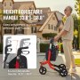 VEVOR 3-kołowy chodzik dla seniorów, składany aluminiowy chodzik z regulowaną rączką, chodzik Trio Mobility do użytku na zewnątrz z kółkami i torbą do przechowywania, udźwig 118 kg, kolor czerwony