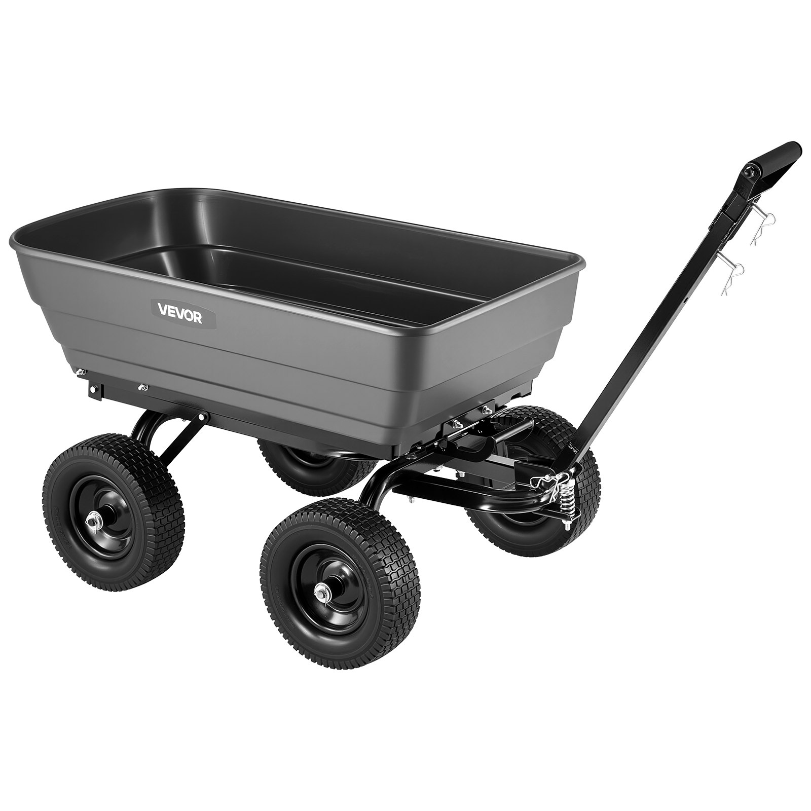 Wózek ogrodowy VEVOR z funkcją wywrotu, wózek wywrotny o udźwigu 544 kg, wózek ręczny, wywrotka, pojemność użytkowa 0,2 m³, regulowany uchwyt 2 w 1, mechanizm szybkiego wywrotu o 90°, koła obrotowe o 180° do roślin, gleby i zebranych plonów