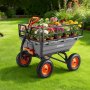 VEVOR Garden Dump Cart, 680 kg Poly Dump Cart, 15 Cu. Ft. Garden Carts Dumps Wagon with 2-in-1 Convertible Handle, 90° Quick-Dumps Mechanism, Adjustable Handle, Yard Wagon for Plants, Soil, Crops