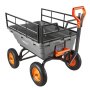 VEVOR Garden Dump Cart, 680 kg Poly Dump Cart, 15 Cu. Ft. Garden Carts Dumps Wagon with 2-in-1 Convertible Handle, 90° Quick-Dumps Mechanism, Adjustable Handle, Yard Wagon for Plants, Soil, Crops