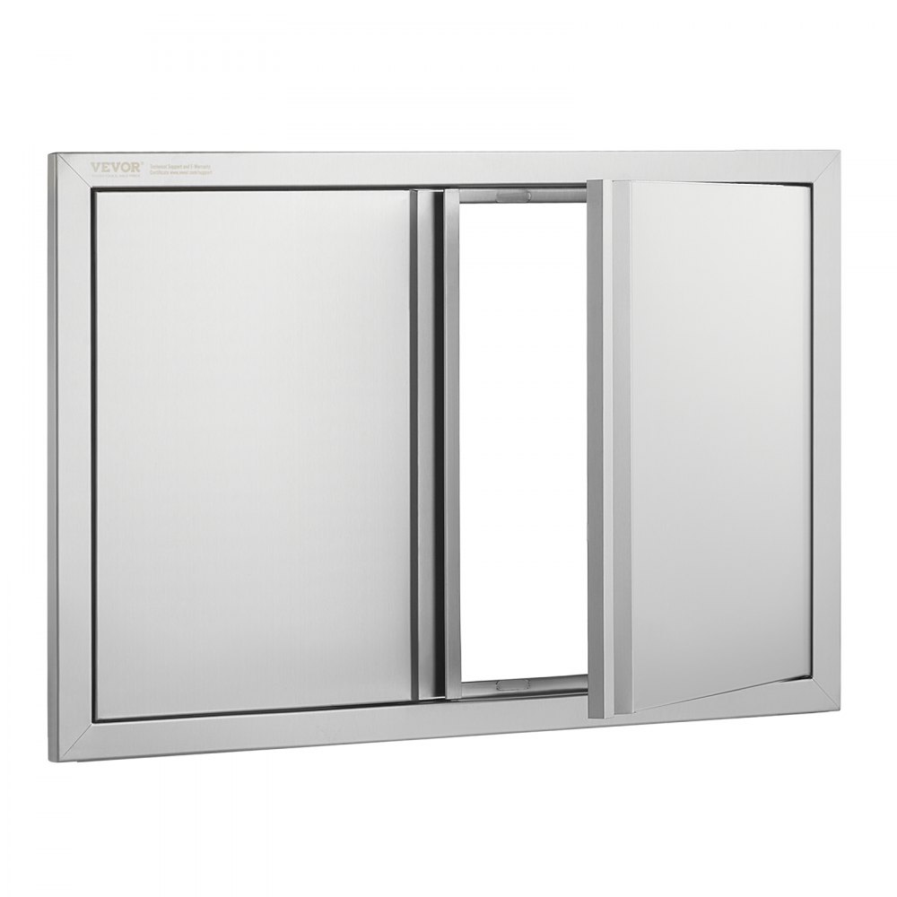 VEVOR Grill Access Door, 774 x 532 mm, Double Outdoor Kitchen Door, Flush Mounted Stainless Steel Door, Vertical Wall Door with Retractable Handles, for Grill Island, Grill Station, Outdoor Cabinet