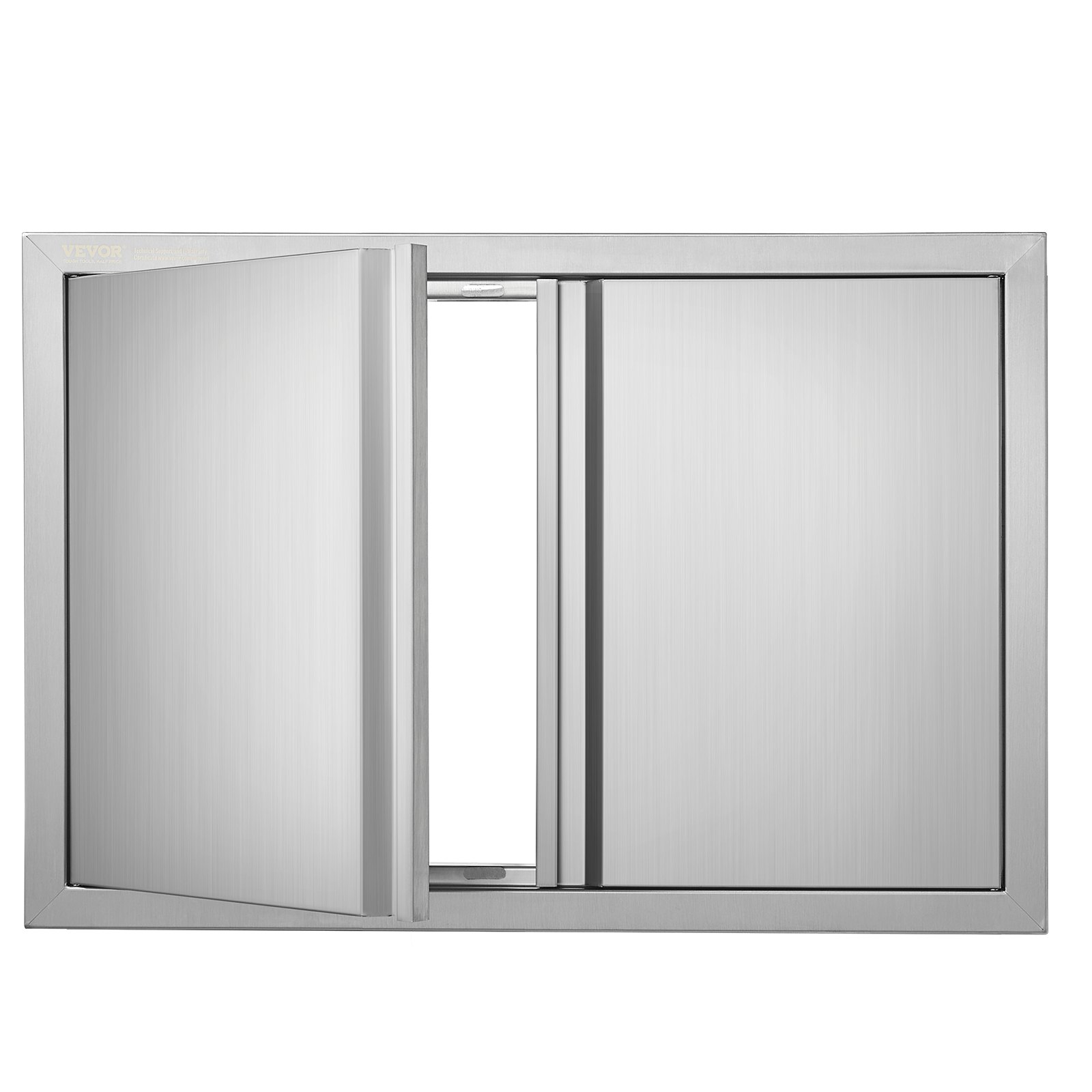 Drzwi dostępowe do grilla VEVOR, 774 x 532 mm, podwójne drzwi do kuchni zewnętrznej, drzwi ze stali nierdzewnej montowane na równi z powierzchnią, pionowe drzwi ścienne z chowanymi uchwytami, do wyspy grillowej, stanowiska grillowego, szafki zewnętrznej