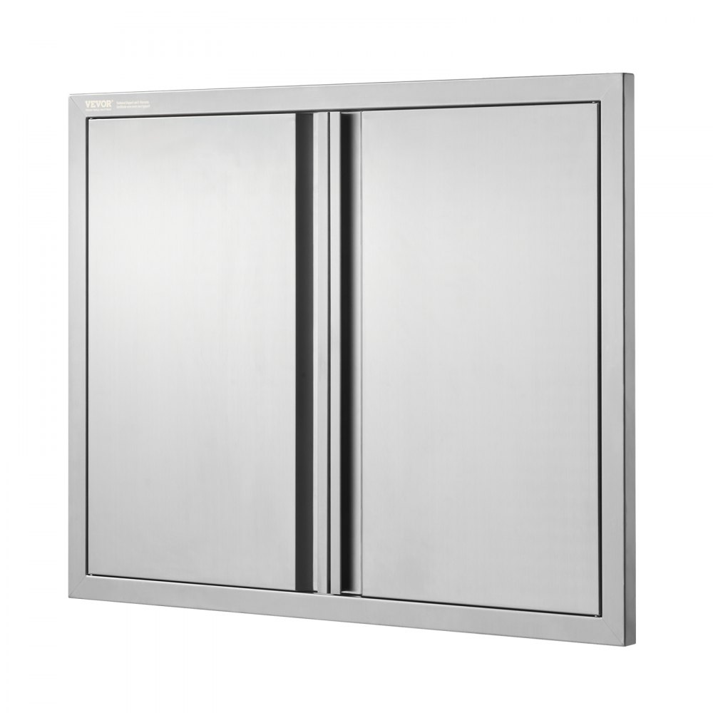 Drzwi dostępowe do grilla VEVOR, 787 x 609 mm, podwójne drzwi do kuchni zewnętrznej, drzwi ze stali nierdzewnej montowane na równi z powierzchnią, pionowe drzwi ścienne z chowanymi uchwytami, do wyspy grillowej, stanowiska grillowego, szafki zewnętrznej