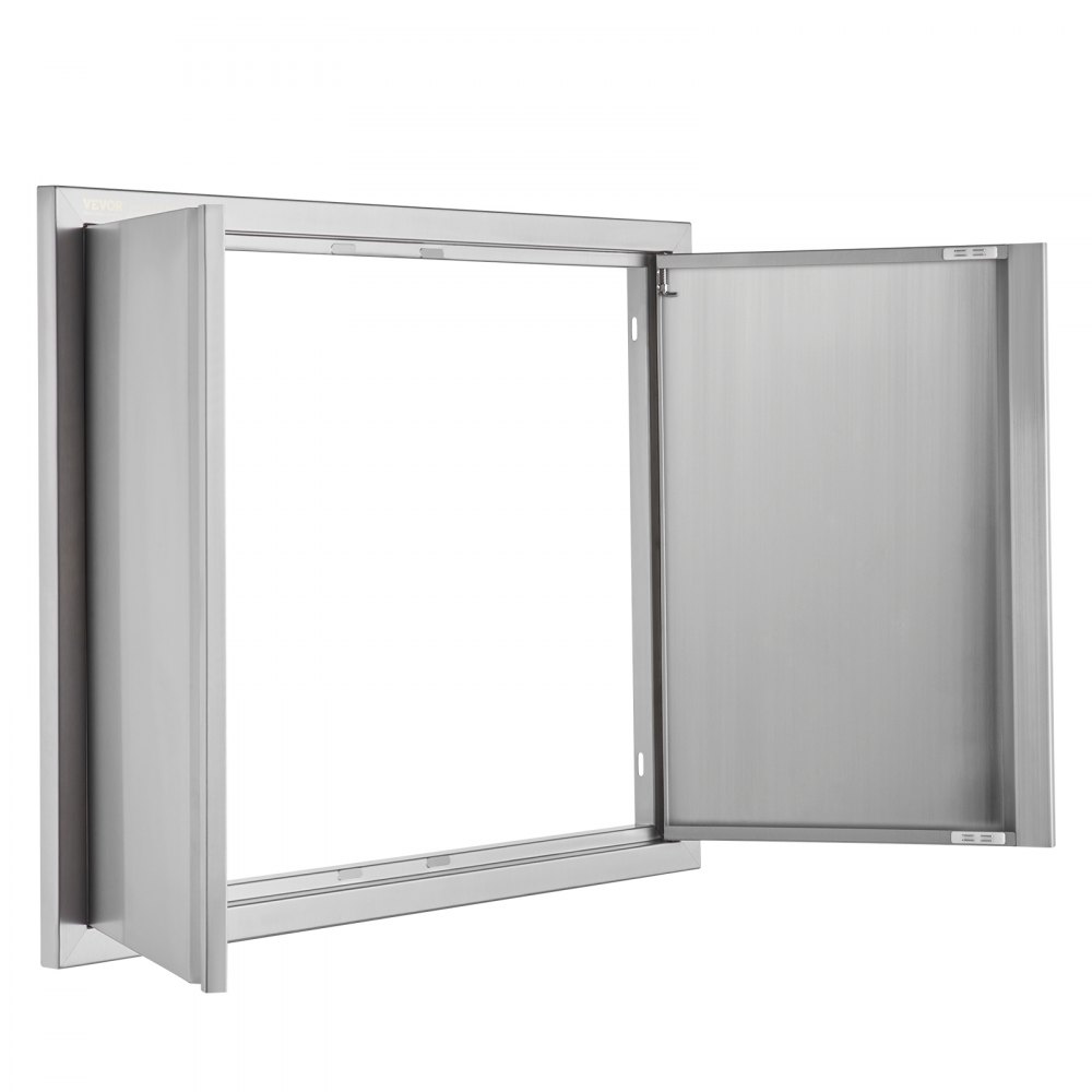 Drzwi dostępowe do grilla VEVOR, 787 x 609 mm, podwójne drzwi do kuchni zewnętrznej, drzwi ze stali nierdzewnej montowane na równi z powierzchnią, pionowe drzwi ścienne z chowanymi uchwytami, do wyspy grillowej, stanowiska grillowego, szafki zewnętrznej
