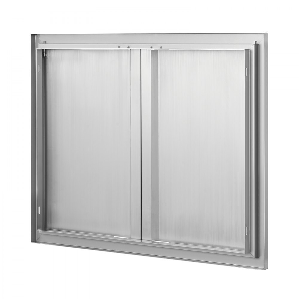 Drzwi dostępowe do grilla VEVOR, 787 x 609 mm, podwójne drzwi do kuchni zewnętrznej, drzwi ze stali nierdzewnej montowane na równi z powierzchnią, pionowe drzwi ścienne z chowanymi uchwytami, do wyspy grillowej, stanowiska grillowego, szafki zewnętrznej