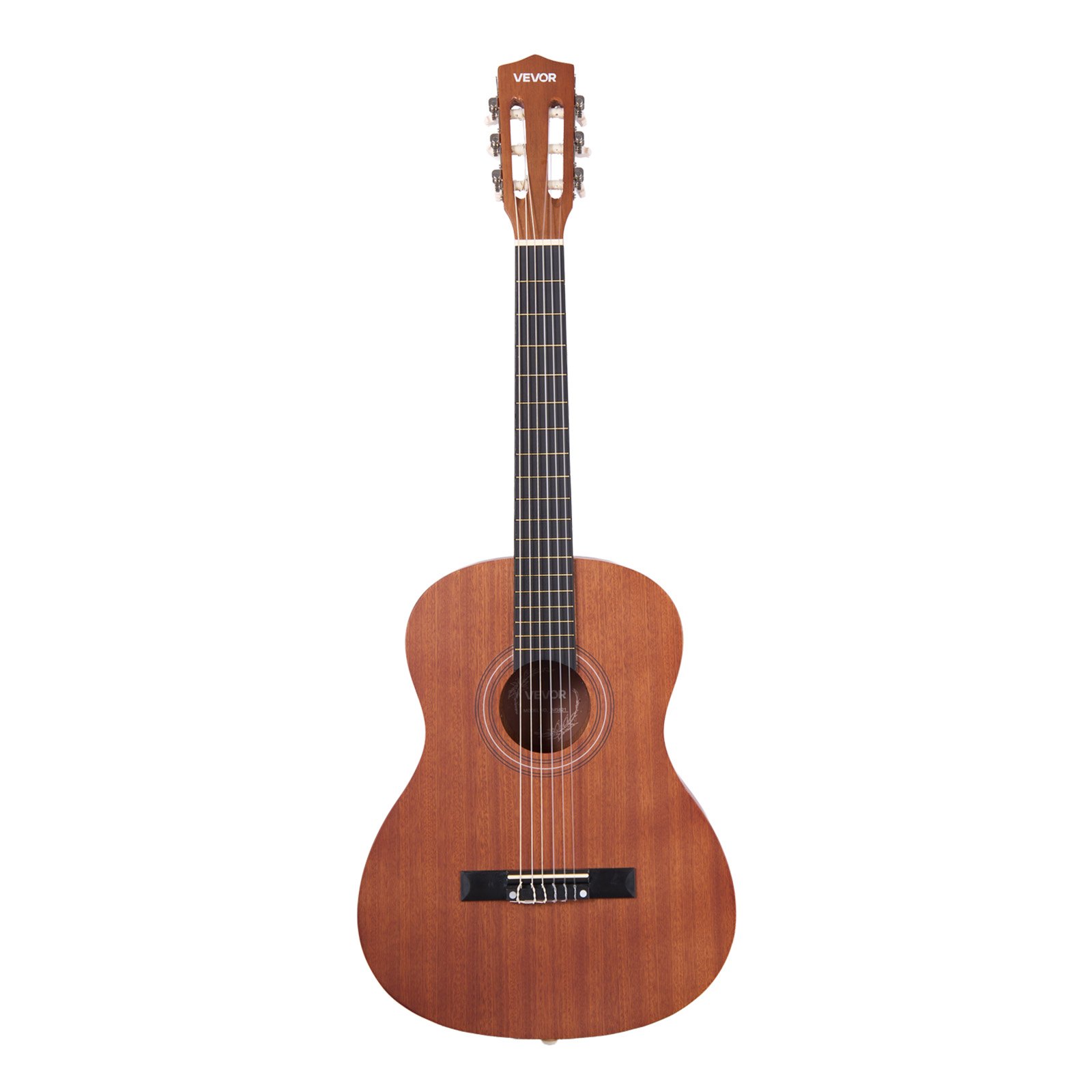 VEVOR Gitara koncertowa, 900 mm, zestaw startowy do gitary klasycznej dla początkujących, ze strunami nylonowymi, pokrowcem, paskiem, tunerem, dodatkowymi strunami, kostkami, kapodastrem, sapele i palisandrem, naturalny