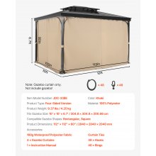 VEVOR Zasłona do altanki Zasłona zewnętrzna z ekranem prywatności 2840x2840x2040mm Khaki