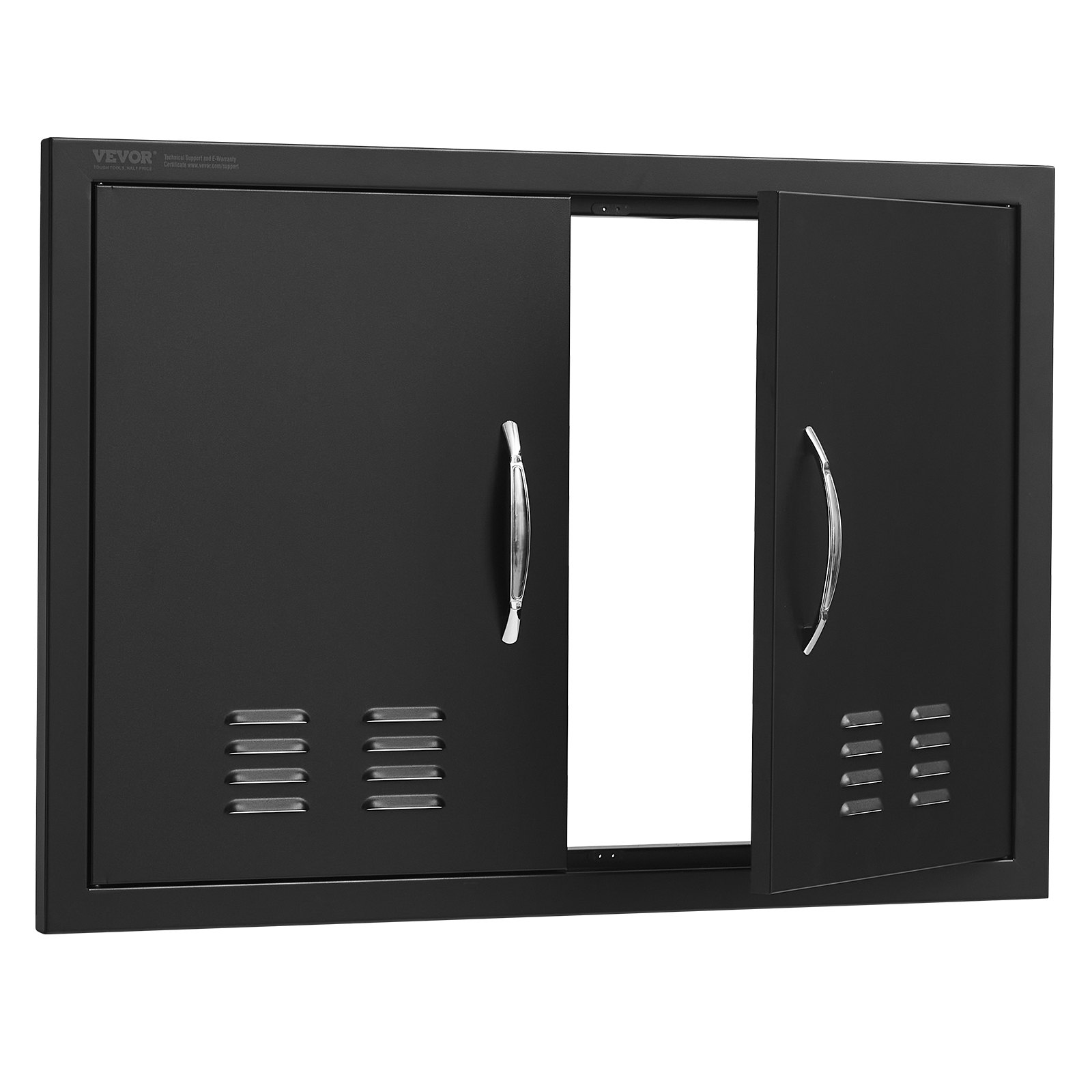 Drzwi dostępowe do grilla VEVOR, 762 x 533 x 46 mm, podwójne drzwi do kuchni zewnętrznej, drzwi z płytą chłodzącą montowane na równi z blatem, pionowe drzwi ścienne z uchwytami i otworami wentylacyjnymi, do wyspy grillowej, stanowiska do grillowania itp.