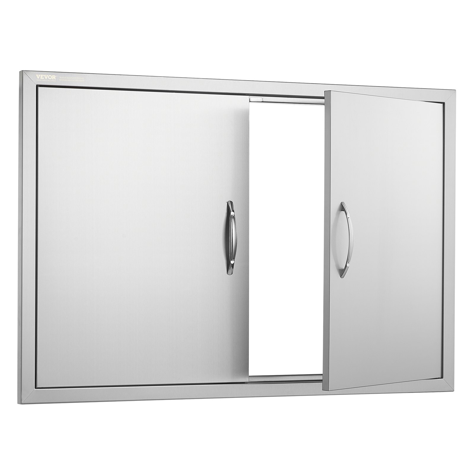 VEVOR Grill Access Door, 990 x 660 mm, Double Outdoor Kitchen Door, Flush Mounted Stainless Steel Door, Vertical Wall Door with Handles and Hooks, for Grill Island, Grill Station, Outdoor Cabinet