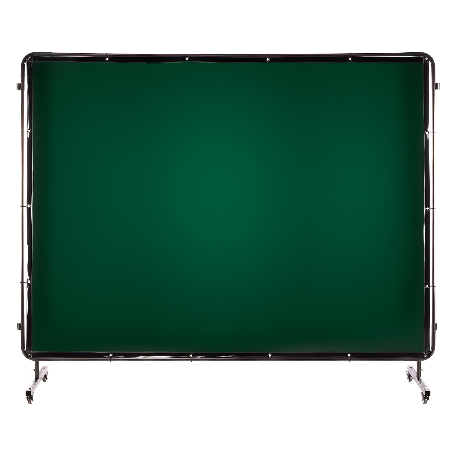 Zasłona spawalnicza VEVOR z ramą, 3-panelowa, 1740 x 2340 mm, ognioodporna winylowa osłona spawalnicza z 12 kółkami i 6-stopniową ochroną UV do zastosowań warsztatowych/przemysłowych, ciemnozielona