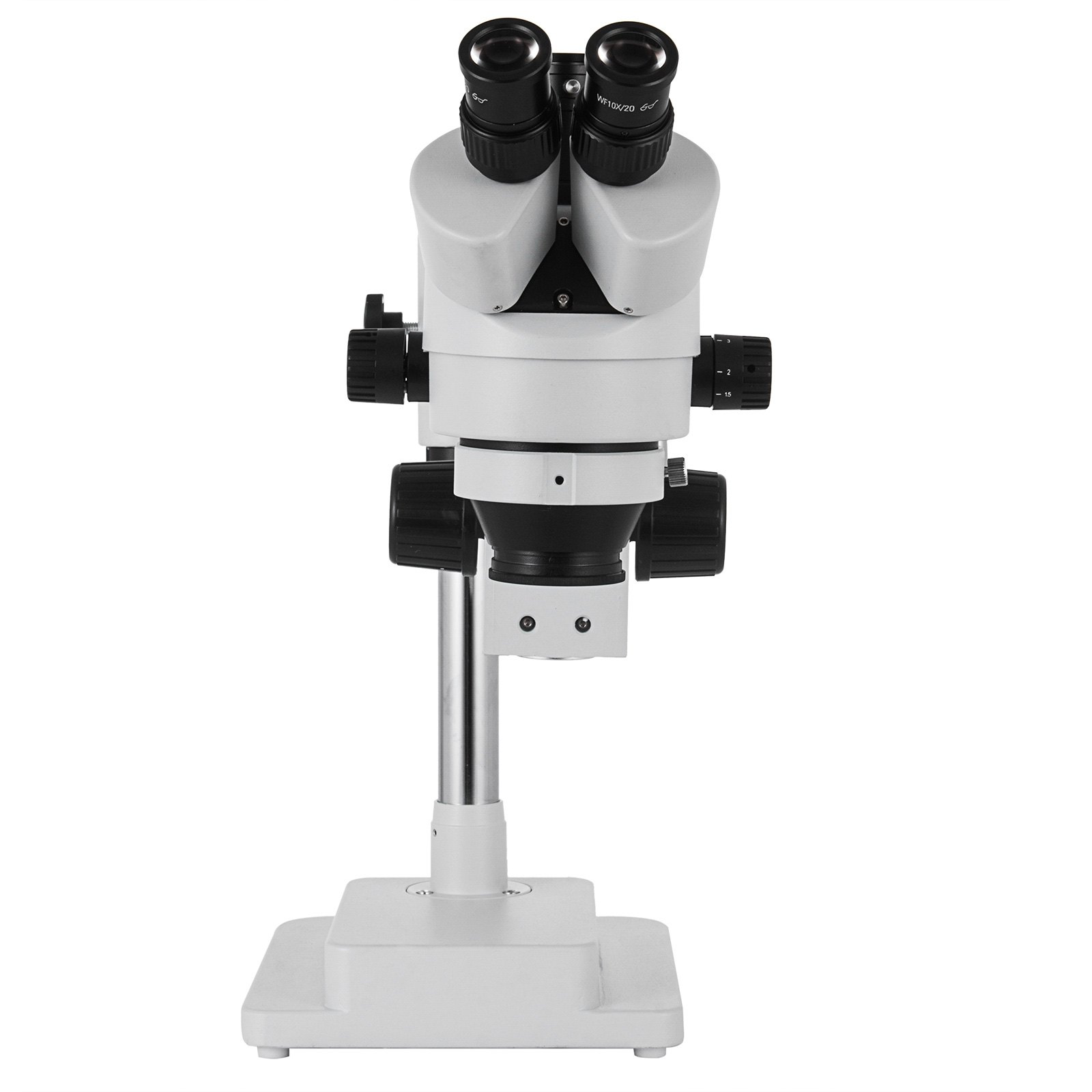 VEVOR 3.5X-90X Simul Focal Trinocular Zoom Stereo Microscope Al-Zn Alloy 360 Degree Rotatable Trinocular Stereo Microscope Dual Arm Stand Laboratory Video Microscope Two Height Adjustable Stands Accessories