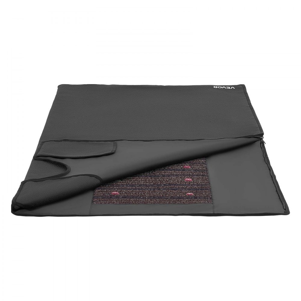 VEVOR Infrared Sauna Blanket with Mineral Stones, 185 x 90 cm Sauna Bag, Zero EMF, Portable for Home Detox and Relaxation, Temperature Control & Timer, PU Leather Heating Wrap with Carry Bag, Black