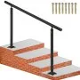 VEVOR Zestaw poręczy do schodów zewnętrznych, czarny, aluminiowy, przystosowany do stopni 0-5, poręcz podwójna Długość 152,8 cm Wysokość 91 cm Maksymalnie 5 stopni, zestaw poręczy aluminiowych, czarny