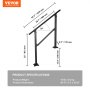 Poręcz VEVOR stal węglowa łatwa w pielęgnacji poręcz schodowa z poprzeczką poręcz 914,4 mm nośność 300 kg 680 mm odległość między kolumnami łącznie z wiertarką udarową parapet balustrada balkonowa