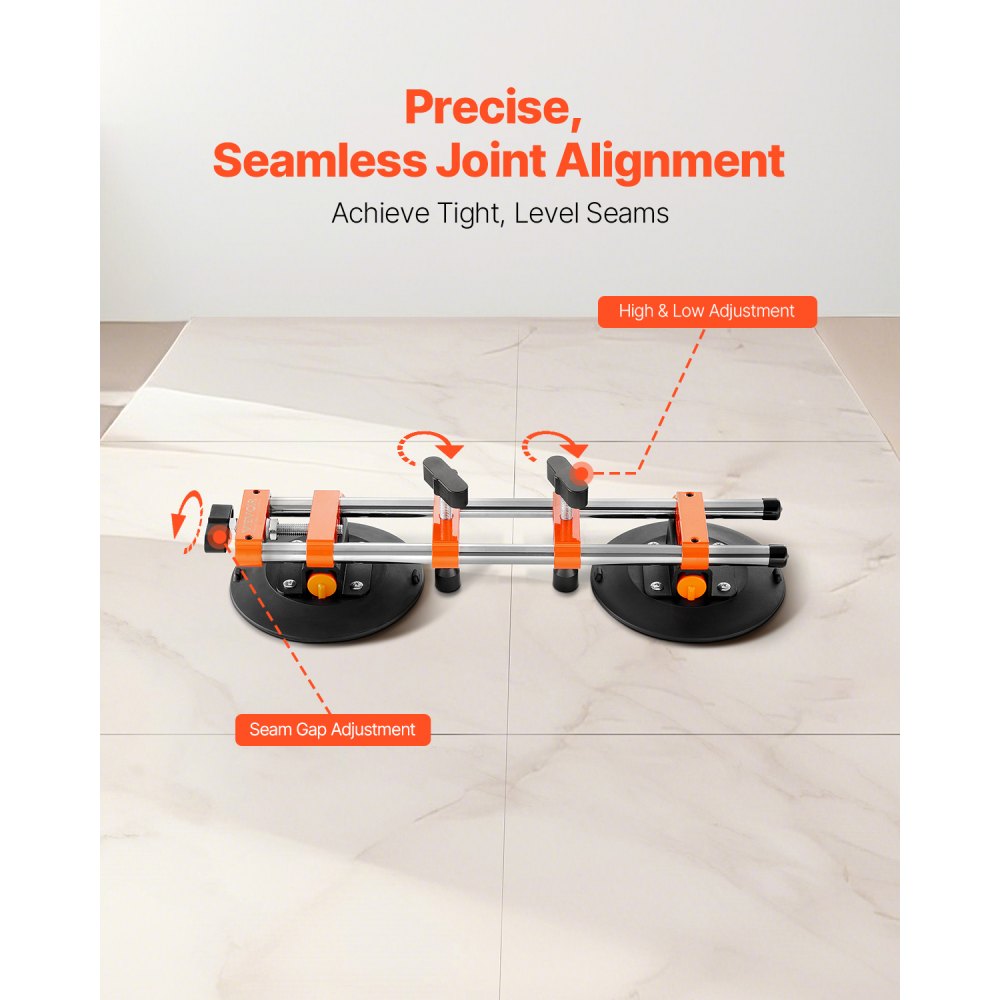 VEVOR Seamless Seam Setter, 2-Pack, Granite Seam Connector with 152 mm Vacuum Suction Cups & Tool Bag, for Joining & Leveling Seams, Ideal for Tiles, Stone, Marble Slabs