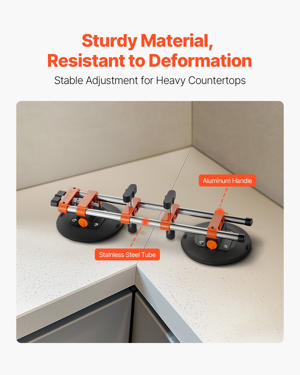 VEVOR Seamless Seam Setter, 2-Pack, Granite Seam Connector with 152 mm Vacuum Suction Cups & Tool Bag, for Joining & Leveling Seams, Ideal for Tiles, Stone, Marble Slabs