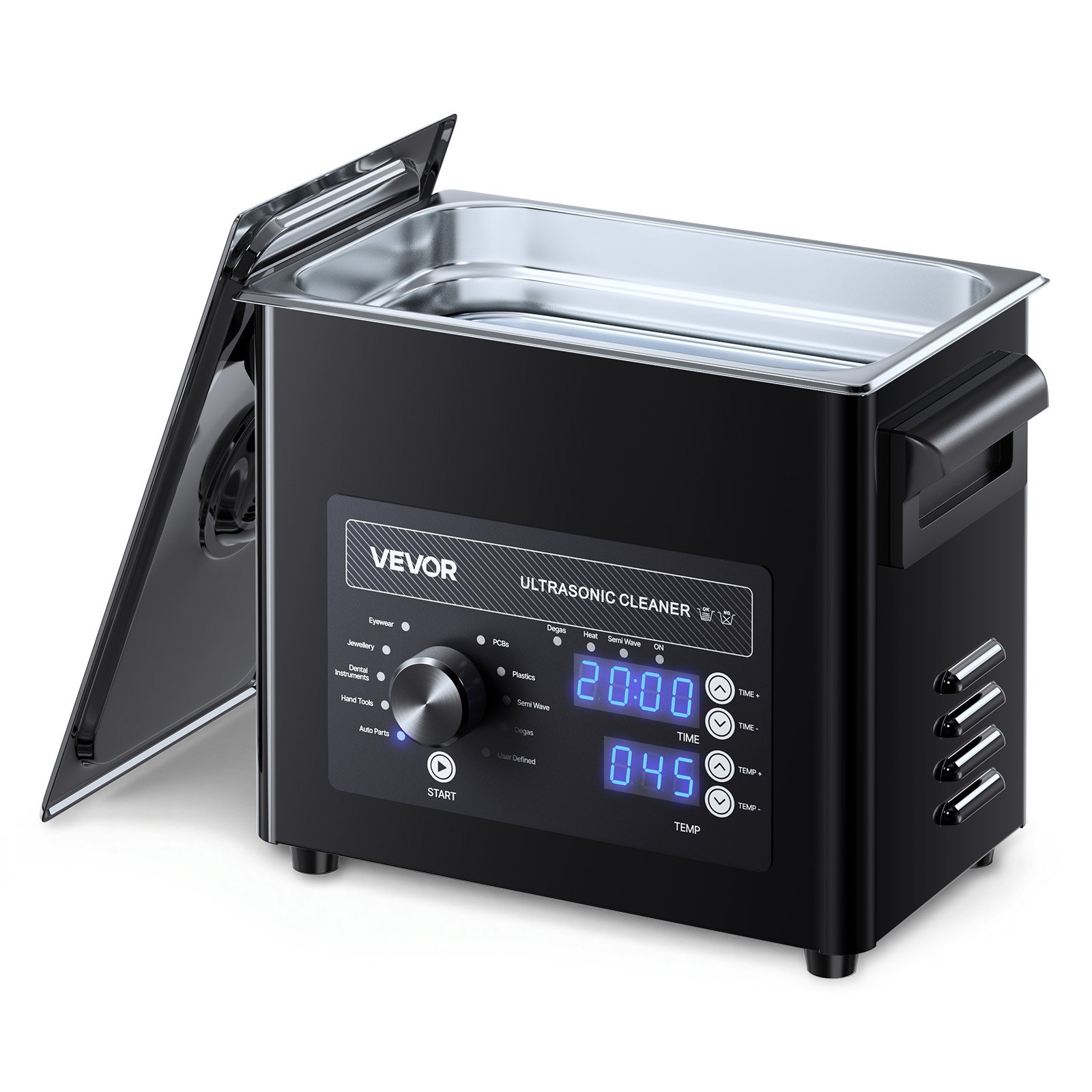 VEVOR Ultrasonic Cleaner, profesjonalne urządzenie do czyszczenia ultradźwiękowego z pokrętłem sterującym, pojemność 3 l, urządzenie czyszczące z koszykiem i kulką czyszczącą, ultradźwiękowa myjka do zegarków, maszynek do golenia, biżuterii i monet