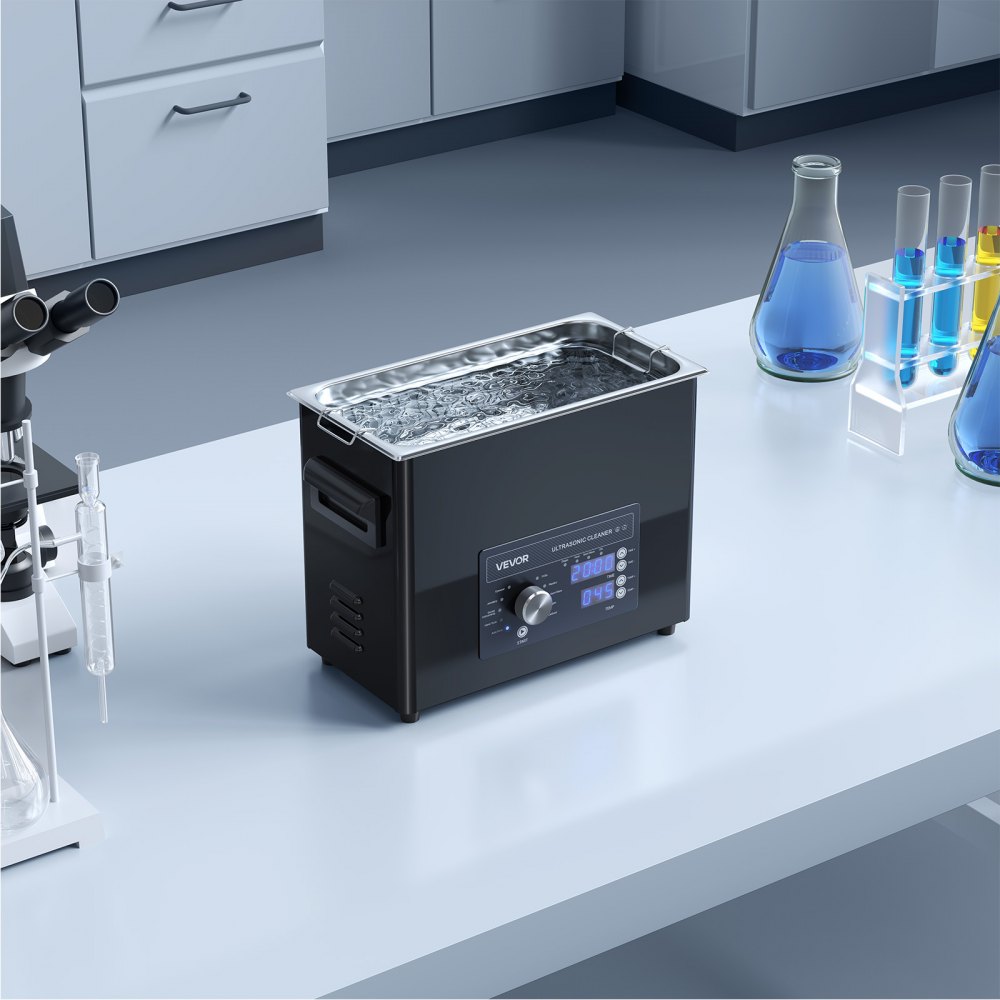 VEVOR Ultrasonic Cleaner, profesjonalne urządzenie do czyszczenia ultradźwiękowego z pokrętłem sterującym, pojemność 6 l, urządzenie czyszczące z koszykiem i kulką czyszczącą, ultradźwiękowa myjka do zegarków, maszynek do golenia, biżuterii i monet