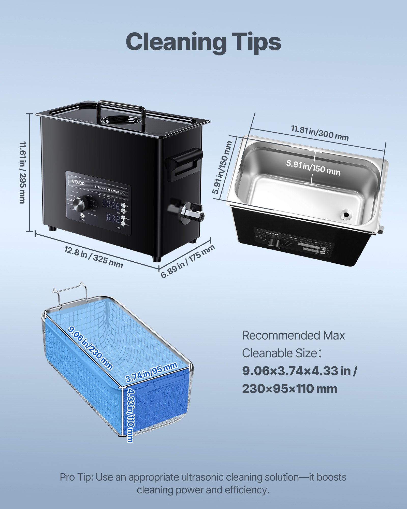 VEVOR Ultrasonic Cleaner, profesjonalne urządzenie do czyszczenia ultradźwiękowego z pokrętłem sterującym, pojemność 6 l, urządzenie czyszczące z koszykiem i kulką czyszczącą, ultradźwiękowa myjka do zegarków, maszynek do golenia, biżuterii i monet